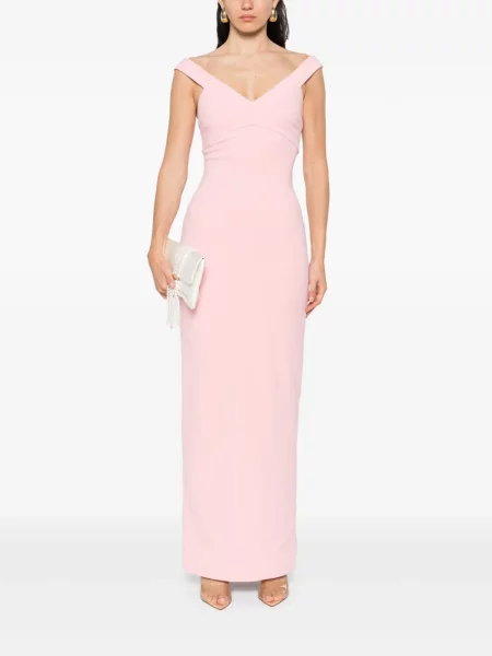 Rochie Solace London cu decolteu în V de costum roz