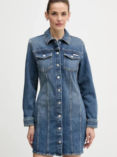 Traper haljina Calvin Klein Jeans mini uski kroj plava