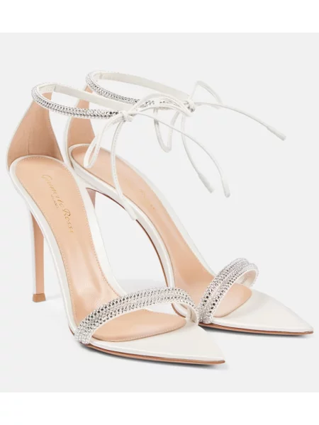 Kožené lodičky Gianvito Rossi bílé