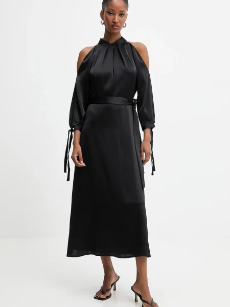 Answear.LAB sukienka midi rozkloszowana czarny