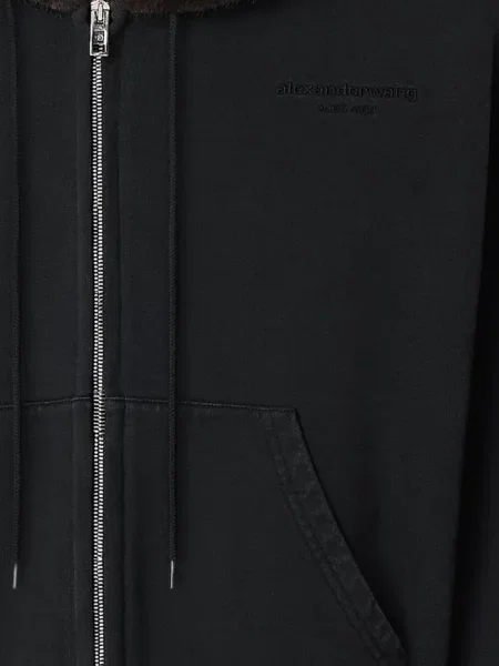 Blană artificială hanorac cu glugă Alexander Wang cu glugă negru