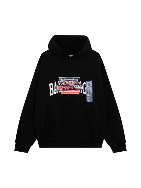 Bluza z kapturem Balenciaga z kapturem czarna