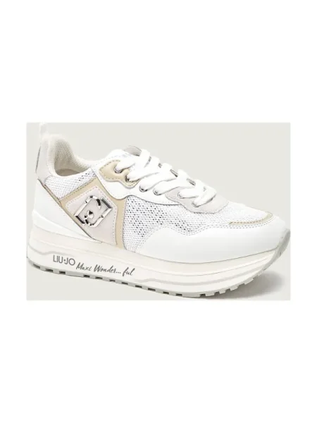 Liu Jo Sneakers MAXI WONDER 01 cu adaos de piele alb