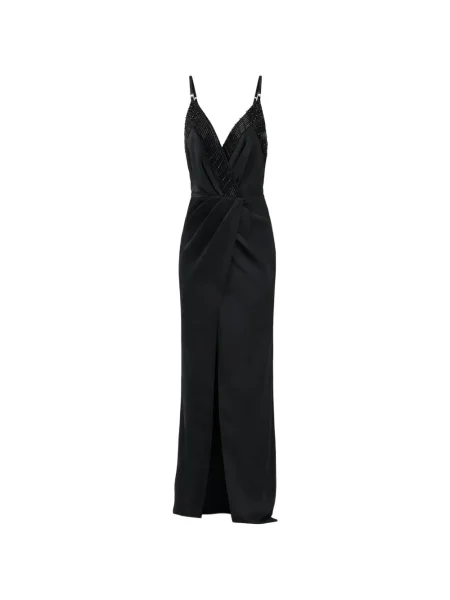 Rochie fără mâneci Elisabetta Franchi fără mâneci cu mărgele de costum negru
