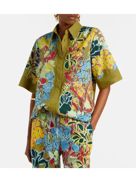 Cămașă Alemais cu model floral verde