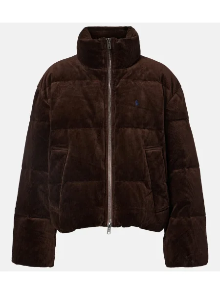 Geacă cu puf Polo Ralph Lauren de catifea cord maro