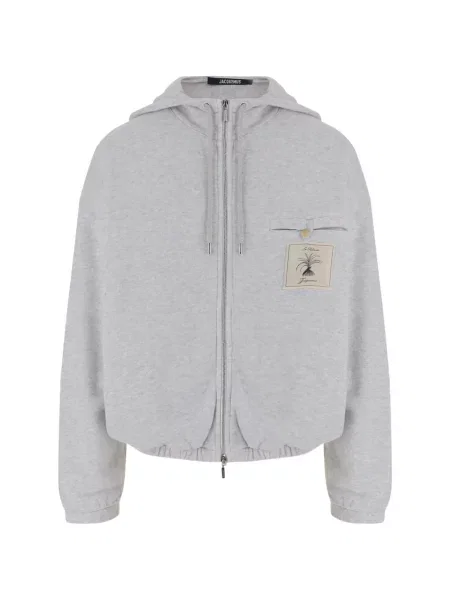 Hanorac cu glugă Jacquemus cu broderie gri