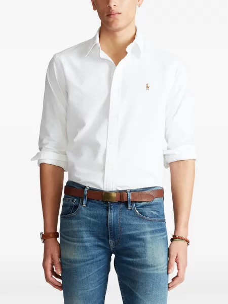 Tricou polo Polo Ralph Lauren cu glugă cu blană cu broderie roșu