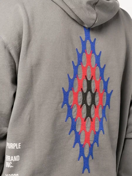 Суичър с качулка Purple Brand бродиран сиво