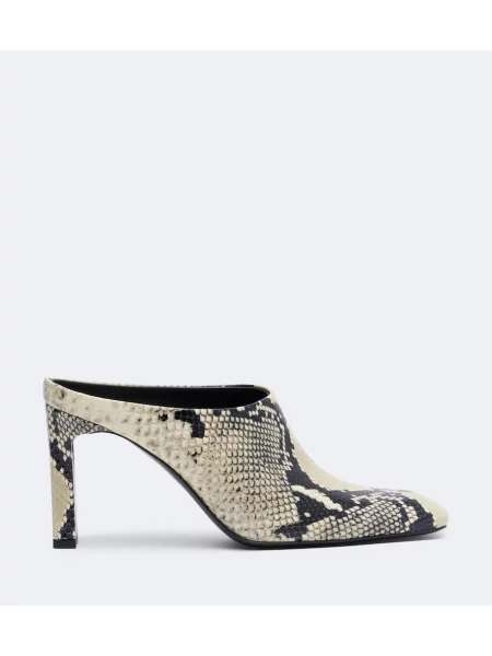 Papuci tip mules Toteme din piele cu model piele de șarpe negru