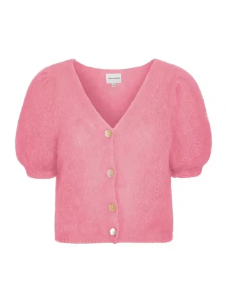 Moherowy kardigan American Dreams z dekoltem w serek różowy
