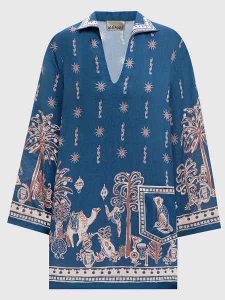 Сукня міні Acacia з льону Alemais синя