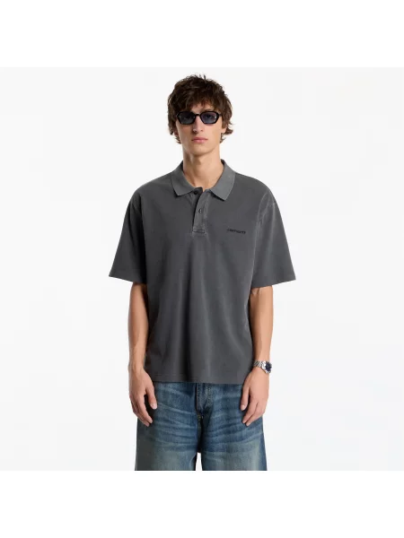 Tricou Carhartt WIP S/S Wayne Polo UNISEX Black Garment Dyed M negru