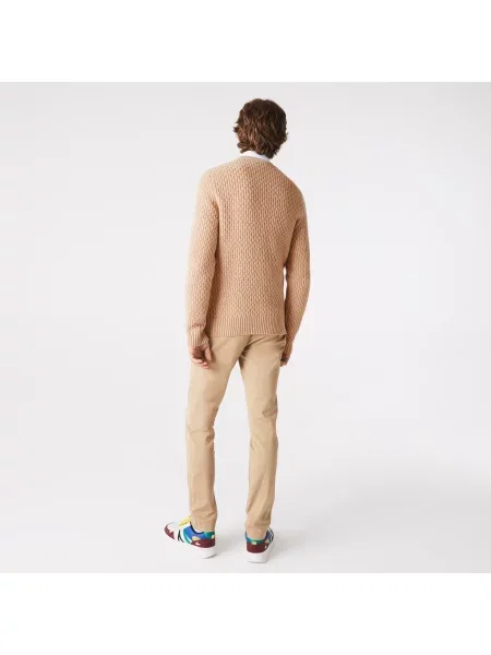 Lacoste Sweter Z Wełny O Regularnym Kroju I Splocie Kablowym beżowy