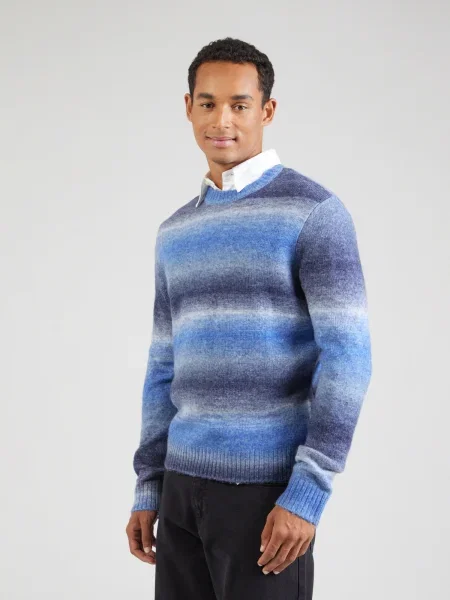 INDICODE JEANS Pulover albastru / albastru marin alb