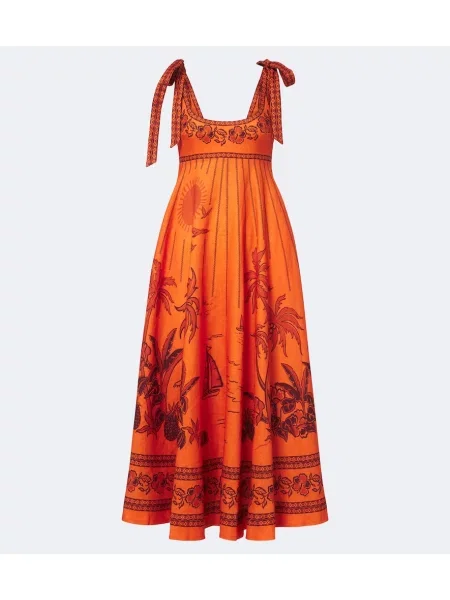 Rochie midi Alemais de in cu imagine portocaliu