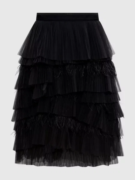 Спідниця міді з пір'ям страуса Brunello Cucinelli сіра