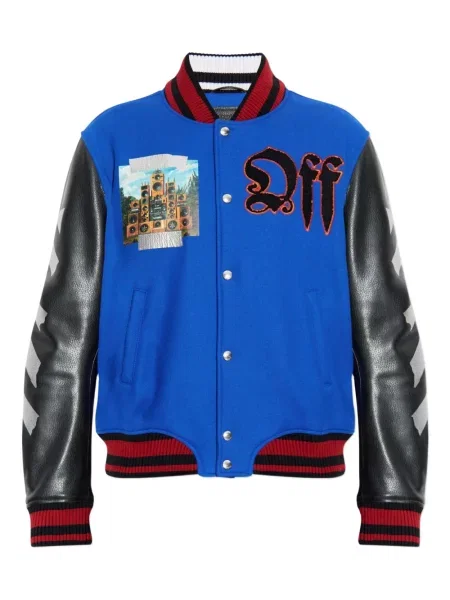 Geacă bomber Off-white cu broderie alb