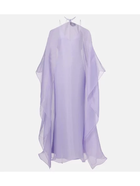 Tylové šaty Taller Marmo s volány fialové
