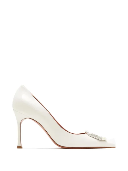 Pantofi cu toc Amina Muaddi de cristal alb