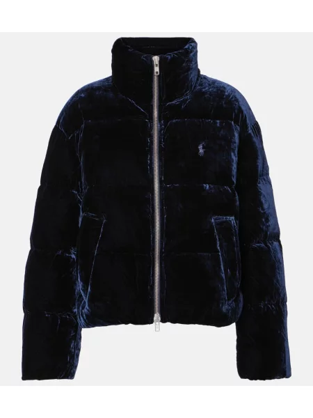 Aksamitna kurtka puchowa Polo Ralph Lauren niebieska