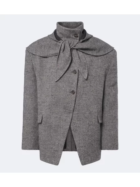 Sacou Magda Butrym de lână cu model herringbone gri