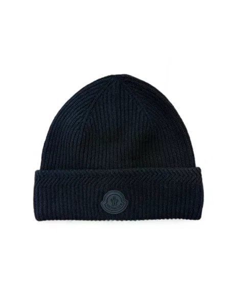 Dzianinowa czapka Moncler z logo czarna