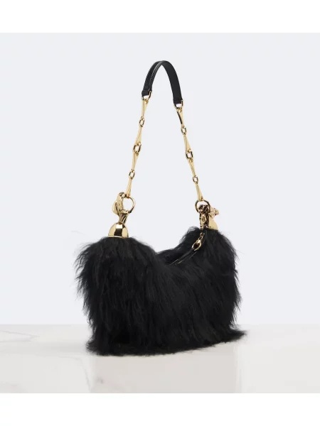 Colier Chloé din piele de oaie negru