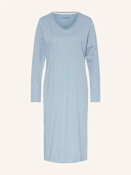 Schiesser Koszula Nocna Comfort Essentials blau biała