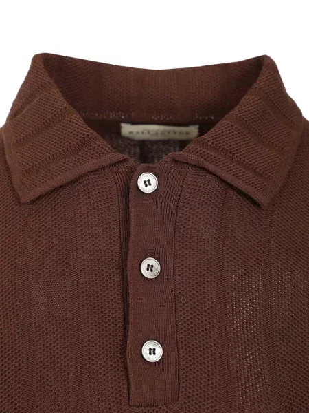 Tricou polo Ballantyne tricotate maro