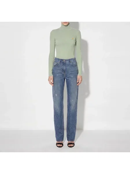 Dzianinowy sweter z golfem Elisabetta Franchi do golfa zielony