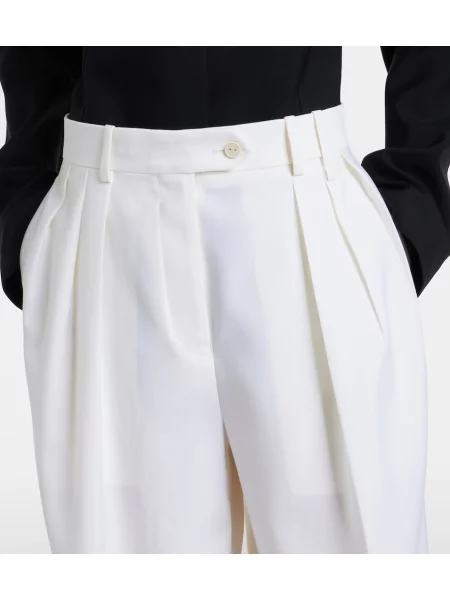 Pantaloni Calvin Klein Collection de lână alb