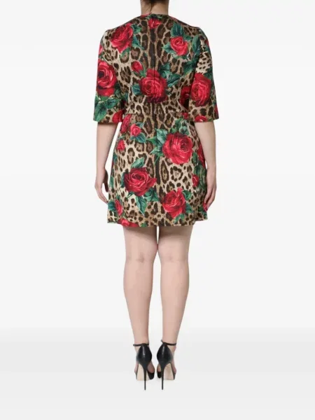 Rochie mini Dolce & Gabbana cu imagine cu model leopard roz