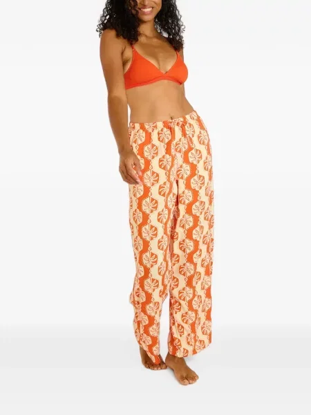 Pantaloni Banana Moon cu imagine cu imprimeu tropical cu cordon portocaliu
