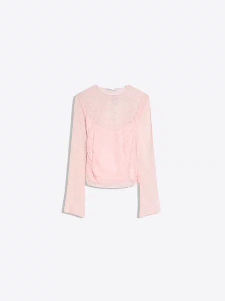 Bershka Koronkowa Koszulka Z Długim Rękawem Kobieta S różowy