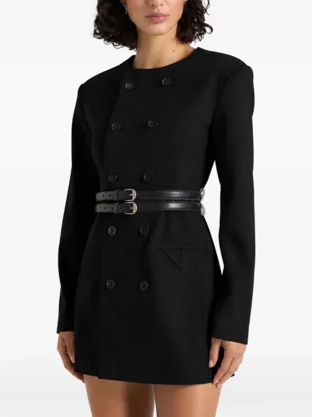 Cu centură rochie Manière De Voir cu două rânduri de nasturi negru