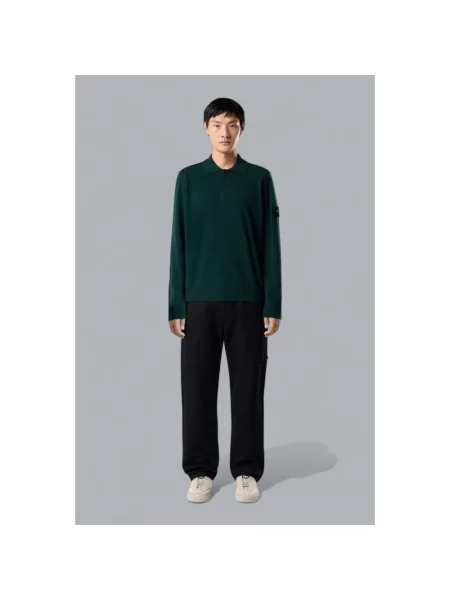 Koszulka polo Stone Island wełniana z kamieniami zielona