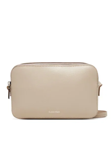 Calvin Klein Дамска чанта Foil Logo Elongated Camera Bag бежов