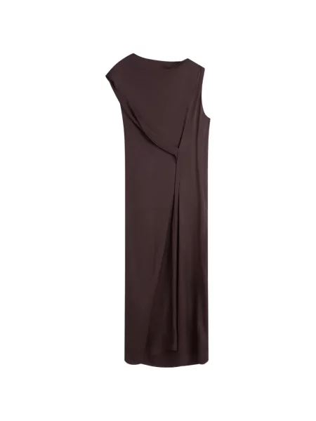 Rochie maxi Bondi Born asimetrică drapată maro