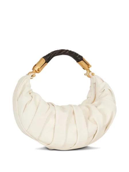 Geanta de piele Balmain din piele plisată alb