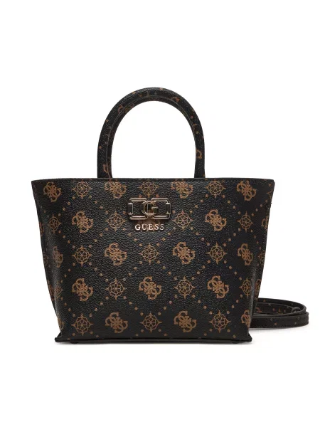 Мини сумка Guess с автографом коричневая