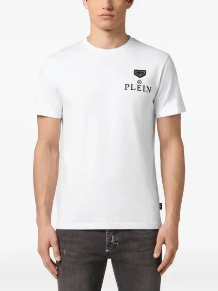 Tricou Philipp Plein din jerseu alb
