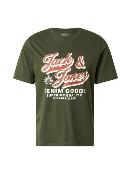 JACK & JONES Tricou oliv / portocaliu închis / alb bej