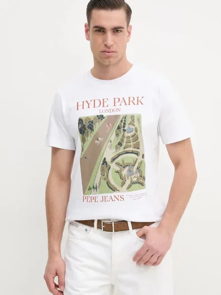 Tričko Pepe Jeans DUSTER FRONT TEE s potiskem bílá