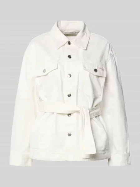 Kurtka dżinsowa w kroju regular fit z odpinanym w talii Calvin Klein Jeans biała