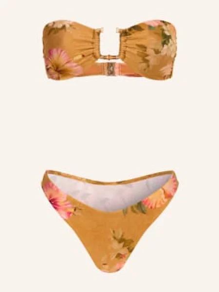 Zimmermann Bikiny S Bandeau Mahon Bamboo tmavě / tmavě oranžová / zelená žlutá