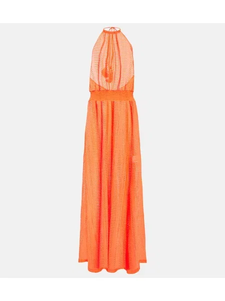 Rochie maxi Melissa Odabash cu gât halter de costum portocaliu