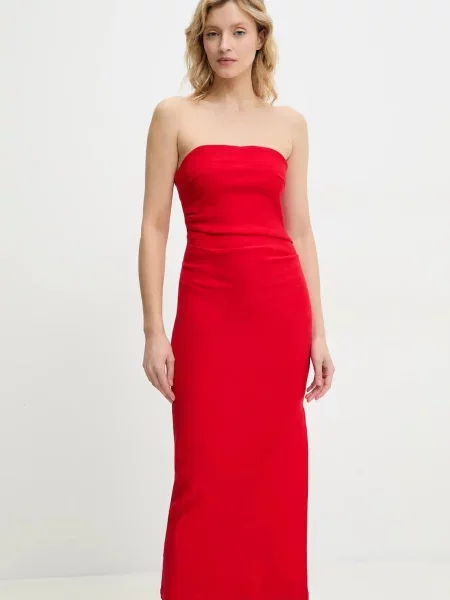 Answear Lab sukienka maxi dopasowana czerwony
