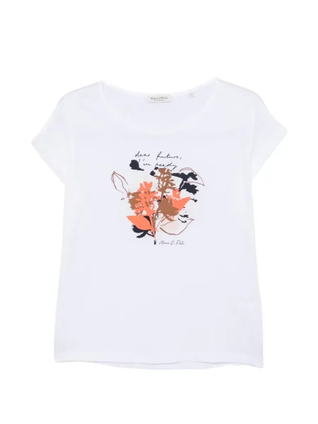 Tricou polo Marc O'polo cu model floral cu imagine alb
