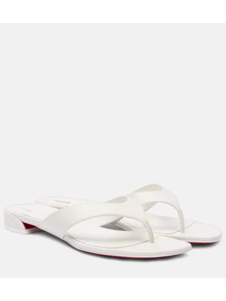 Chiloți tanga Christian Louboutin din piele alb